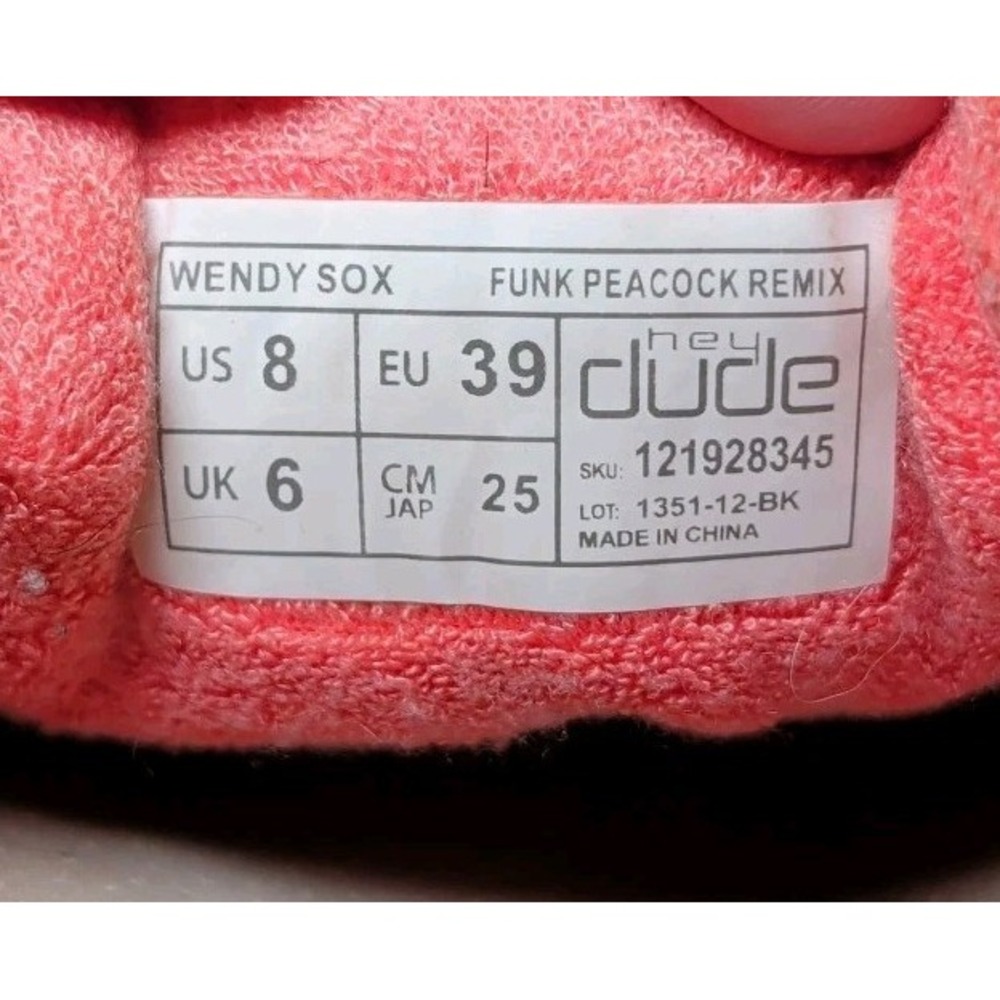 Hey Dude Women's Wendy Sox Funk Peacock Remix Pink Colorway Slip On Size 8 - Picture 7 of 12